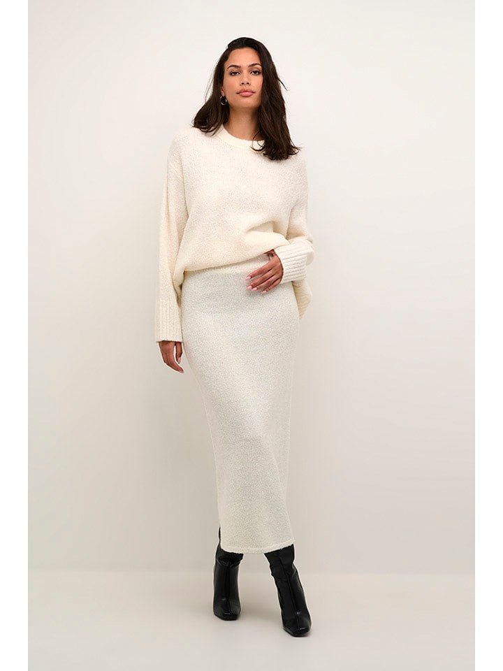 Kaffe Spódnica dzianinowa w kolorze kremowym