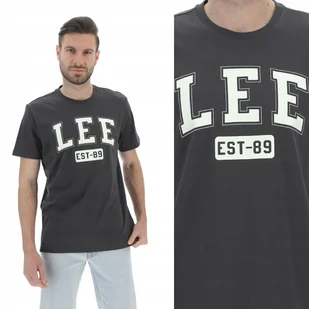 Lee TEE Washed Black CZARNY T-SHIRT BAWEŁNIANA KOSZULKA Z LOGO REGULAR S - Koszulki męskie - miniaturka - grafika 1