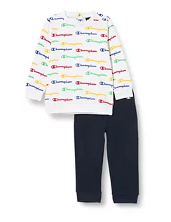 Odzież sportowa dziecięca - Champion Legacy American Classics-Ultra Light Powerblend Terry all-Over Crewneck Kombinezon Sportowy Dzieci, (Biały/Granatowy Niebieski), 9 mesi - grafika 1