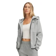 Bluzy damskie - Damska bluza treningowa rozpinana z kapturem Under Armour Unstoppable Fleece FZ - szara - miniaturka - grafika 1
