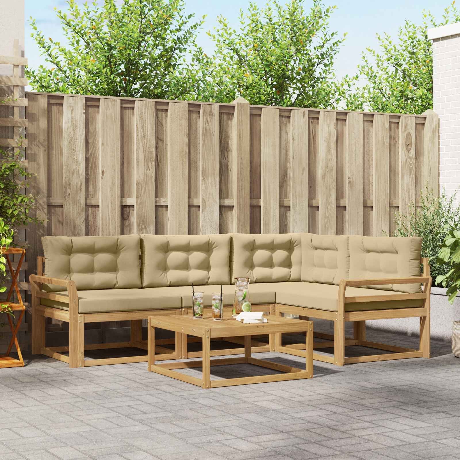 vidaXL Zestaw sof na zewnątrz 5 pcs Biały i Beżowy 79 x 79 x 37 cm