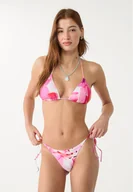 Stroje kąpielowe - Stradivarius Figi brazylijskie od bikini w kwiaty Ecru XL - miniaturka - grafika 1