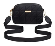 Torebki damskie - Czarna pikowana torebka skórzana na ramię torba damska ekoskóra - miniaturka - grafika 1