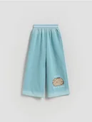Spodnie i spodenki dla dziewczynek - Reserved - Szerokie spodnie Pusheen - jasnoniebieski - miniaturka - grafika 1