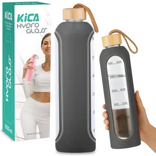 BUTELKA SZKLANA NA WODĘ TRENING MOTYWACYJNA BIDON KICA HYDRO GLASS 1L SZARA - Shakery i bidony sportowe BUTELKA SZKLANA NA WODĘ TRENING MOTYWACYJNA BIDON KICA HYDRO GLASS 1L SZARA - Shakery i bidony sportowe - miniaturka - grafika 1