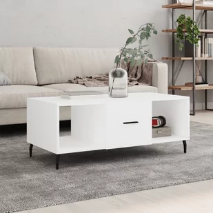 vidaXL Stolik kawowy, biały, 102x50x40 cm, materiał drewnopochodny - Ławy i stoliki kawowe - miniaturka - grafika 1