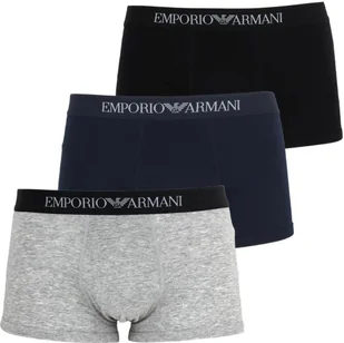 EMPORIO ARMANI 3P bokserki niebieski szary czarny M - Majtki męskie - miniaturka - grafika 1