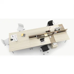 B2B Partner Stół biurowy roboczy SINGLE LAYERS, blat przesuwny, z przegrodami, dąb naturalny / dąb bejcowany 611556 - Stoły i stoliki do biura - miniaturka - grafika 5