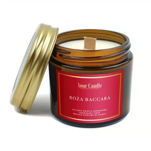 ŚWIECA SOJOWA ZAPACHOWA Z DREWNIANYM KNOTEM RÓŻA BACCARA 120 ml - YOUR CANDLE - Świece - miniaturka - grafika 1
