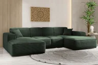 Narożniki - Sofa w kształcie U SIENA narożnik tkanina Poso zielony - miniaturka - grafika 1