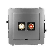 Gniazdka elektryczne - Karlik Gniazdo podwójne RCA (typu cinch), bez pola opisowego DECO - grafitowy - miniaturka - grafika 1