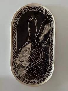 Duży talerz owalny, patera w zająca - Tace i patery - miniaturka - grafika 1