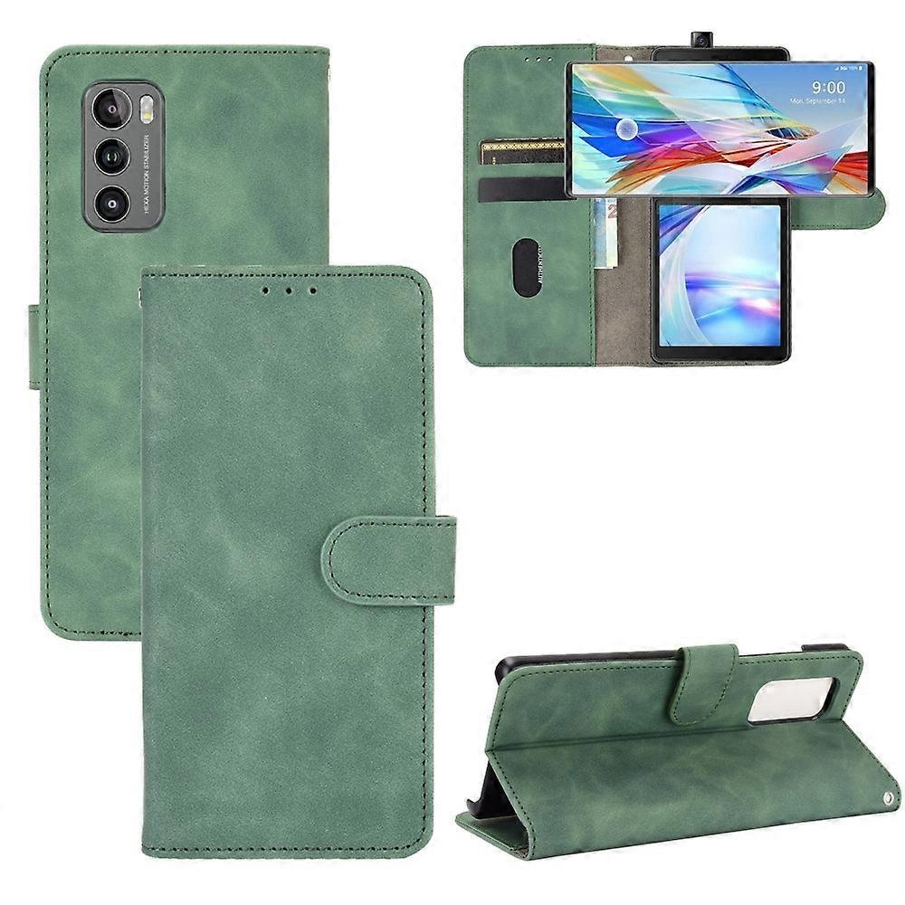 Dla LG Wing 5G Solid Color Skin Feel Magnetyczna klamra Pozioma tekstura łydki Etui ze skóry PU z uchwytem i miejscami na karty oraz portfelem
