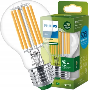 Philips Żarówka Led E27 5,2W =75W 2700K Filament Ultra Efficient 1095lm A60 - Żarówki LED - miniaturka - grafika 1