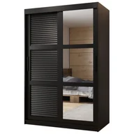 Szafy - Szafa przesuwna garderoba z lustrem ŻALUZJA 2 120 czarna biała - miniaturka - grafika 1