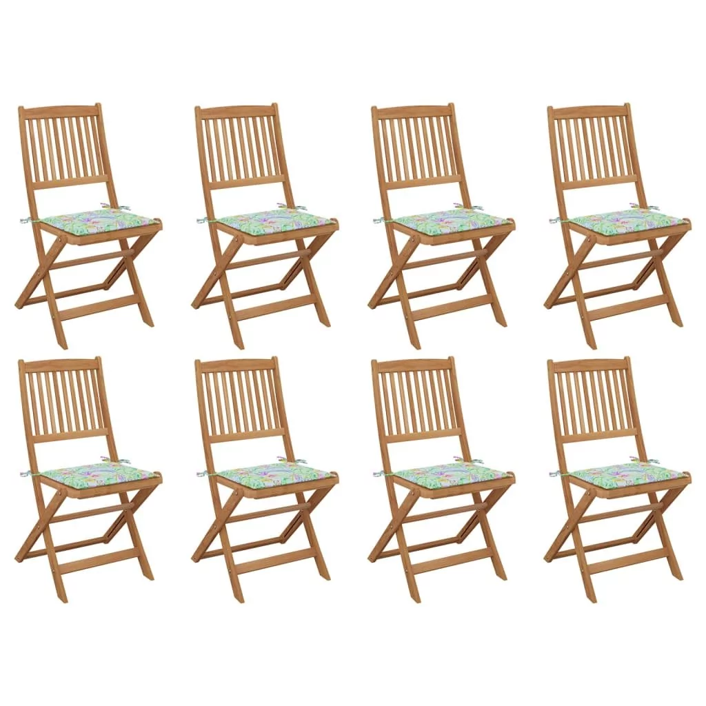 vidaXL Lumarko Składane krzesła ogrodowe z poduszkami, 8 szt., drewno akacjowe! 3075125