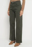 Spodnie damskie - Ciemnozielone Bawełniane Jeansy o Szerokim Kroju Violine - miniaturka - grafika 1
