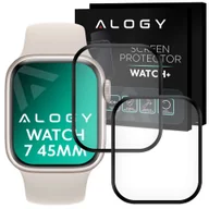 Akcesoria do smartwatchy - 2x Elastyczne Szkło 3D Alogy do Apple Watch 7 45mm Black - miniaturka - grafika 1