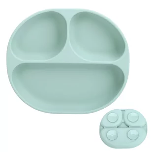Talerz silikonowy THREE 3 light green - Miseczki i talerzyki dla dzieci - miniaturka - grafika 1