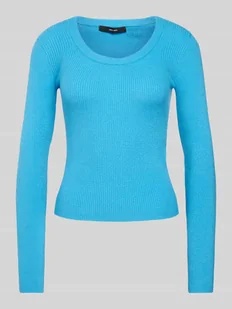Sweter z dzianiny z okrągłym dekoltem - Swetry damskie - miniaturka - grafika 1