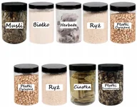Pojemniki kuchenne - POJEMNIK PLASTIKOWY SŁOIK NA ŻYWNOŚĆ PRZYPRAWY 750ML 9 SZTUK + ETYKIETY - miniaturka - grafika 1
