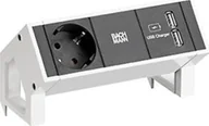 Gniazdka elektryczne - Bachmann BACHMANN DESK2 1xCEE7/3 USB Oplader, Stroom 0,2m GST18 RAL9010 - miniaturka - grafika 1