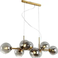 Lampy sufitowe - Nowoczesna lampa wisząca szklana kula, 6 źródeł światła, ściemnialna, złote 8 przydymione szkło, białe światło - miniaturka - grafika 1