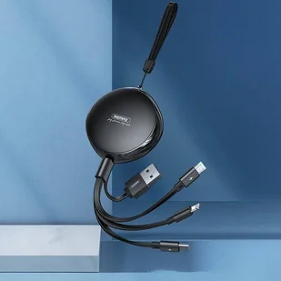 REMAX Sury zwijany kabel 3w1 USB - USB Typ C / Lightning / micro USB 2,1A 1 m czerwony (RC-185th) - Kable USB - miniaturka - grafika 2