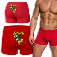 Majtki damskie - BOKSERKI MĘSKIE CZERWONE Na Prezent Święta GRINCHY CLAUS IS BACK Wzory - M - miniaturka - grafika 1