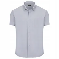 Koszule męskie - KOSZULA SZARA POPIELATA ELEGANCKA KLASYCZNA - KRÓTKI RĘKAW - 39/40 - miniaturka - grafika 1