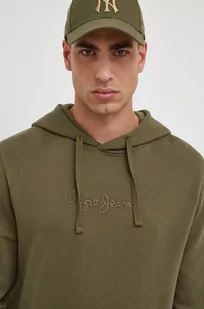 Pepe Jeans bluza męska kolor zielony z kapturem melanżowa - Bluzy męskie - miniaturka - grafika 1