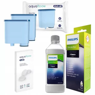 Zestaw Do Ekspresów Philips / Saeco:  2X Filtr Wody Aquafloow Cleani, Oryginalny Odkamieniacz Philips / Saeco Decalcifier Ca6700/10 Oraz Tabletki Cz.. - Akcesoria i części do ekspresów do kawy - miniaturka - grafika 1