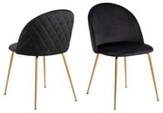 Krzesła - Krzesło do jadalni Louise, krzesło tapicerowane, glamour, złote nogi, czarne - miniaturka - grafika 1