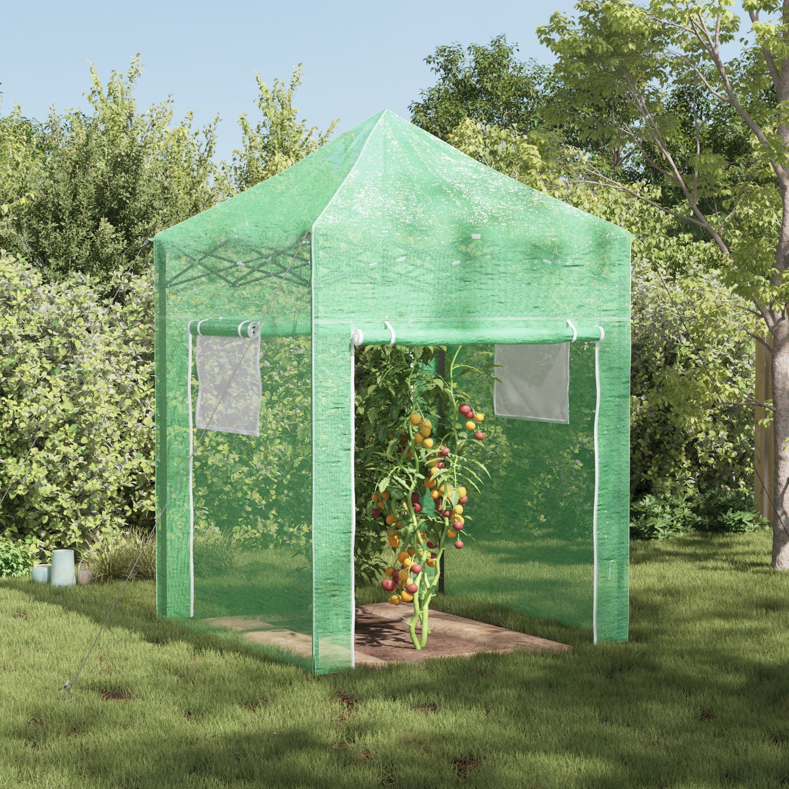 vidaXL Szklarnia z dachem Zielony 200 x 200 x 300 cm Stal 42006641