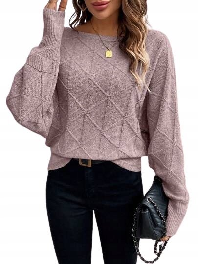 SHEIN SWETER RÓŻOWY Z DŁUGIM RĘKAWEM PROSTY 40/42 M8H
