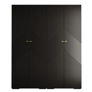 Szafa garderoba ubraniowa z półkami MANHATTAN RYFEL 2 - 2SZ czarny mat biały mat - Szafy - miniaturka - grafika 1