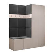 Meble do przedpokoju - Garderoba szafa szafka na buty meble do przedpokoju z panelami tapicerowanymi ORION 3 dąb artisan biały grafit - miniaturka - grafika 1