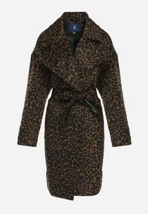 Brązowy Klasyczny Płaszcz z Paskiem w Talii Elwari - Płaszcze damskie - miniaturka - grafika 1