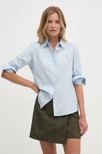 Tommy Hilfiger koszula bawełniana damska kolor niebieski regular z kołnierzykiem klasycznym WW0WW42019 - Koszule damskie - miniaturka - grafika 1