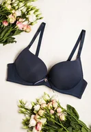 Biustonosze - Granatowy Biustonosz Full Cup z Koronką i Regulowanymi Ramiączkami Gicca - miniaturka - grafika 1