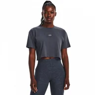 Koszulki i topy damskie - Damski t-shirt z nadrukiem Under Armour UA BRANDED LOGO CROP SS - szary - miniaturka - grafika 1