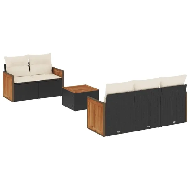 Zestaw mebli ogrodowych modułowych czarny rattan PE, wymiary 55x62x69 cm