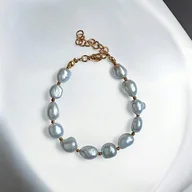 Bransoletki - LUX. Srebrne perły - bransoletka - długość regulowana - miniaturka - grafika 1