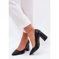 Czółenka - Eleganckie Czółenka Na Słupku Vinceza 62220 Czarne - miniaturka - grafika 1