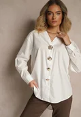 Koszule damskie - Biała Koszula z Wiskozą Bawełną i Metalicznymi Ozdobami Ellisna - miniaturka - grafika 1