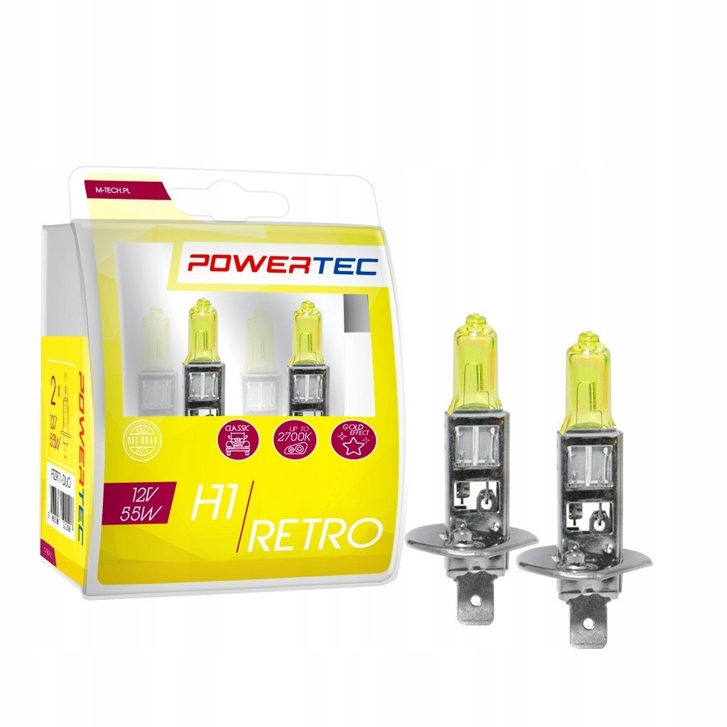 ŻARÓWKI M-Tech POWERTEC RETRO H1 55W żółte x2szt.