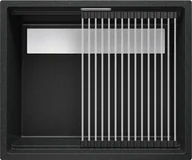 Zlewozmywaki - Zlew BRANDE HIGH SLIM 560-60 GRAPHITE (grafitowy) zwijany ociekacz ROLLMATA - miniaturka - grafika 1