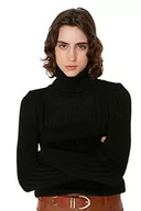 Bluzy damskie - Trendyol Damska bluza z golfem, jednokolorowa, zwykła, czarna, L, Czarny, L - miniaturka - grafika 1