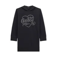 Sukienki i spódniczki dla dziewczynek - Dziecięca Sukienka GUESS HOODED TERRY LS DRESS J4RK28KA6R4-JBLK – Czarny - miniaturka - grafika 1
