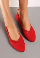Baleriny - Czerwone Płaskie Balerinki Plecione z Ozdobnymi Wycięciami Daniya - miniaturka - grafika 1